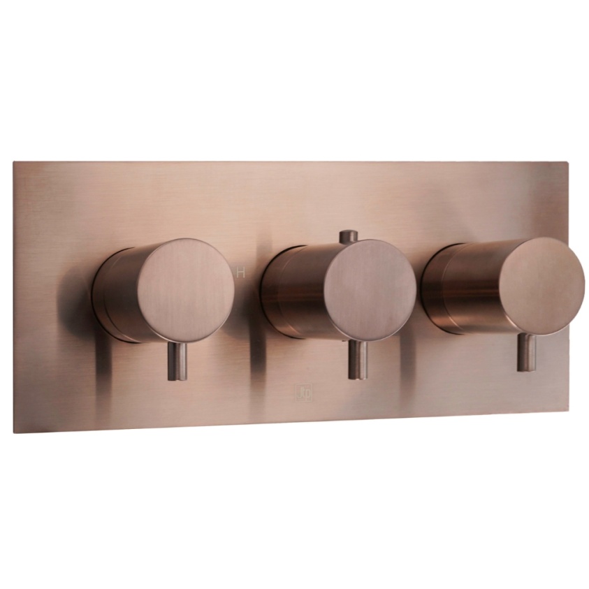 JTP Vos Brushed Bronze 2 Outlet 3 Handle Landscape Concealed Shower Valve